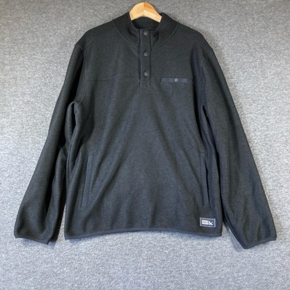 NWT Eddie Bauer Pullover Mens‎ Large Charcoal Henley Button Placket Casual Cozy